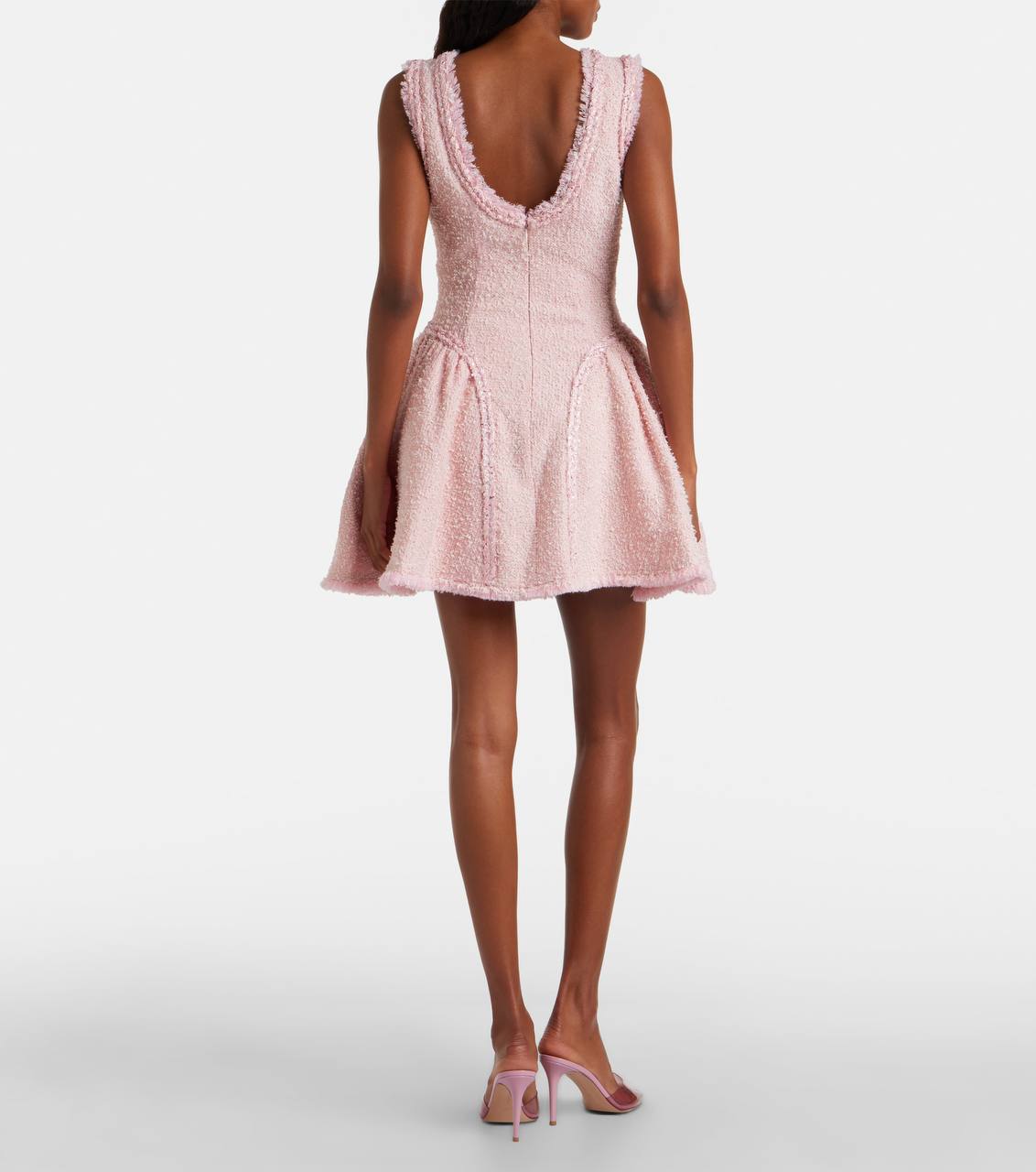 SP Pink Sleeveless Boucle Woven Mini Dress