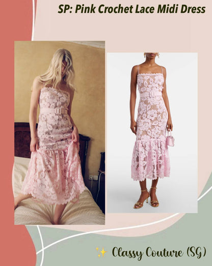 SP Pink Crochet Lace Midi Dress
