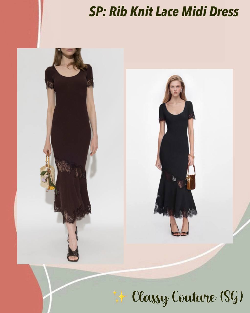 SP Rib Knit Lace Midi Dress