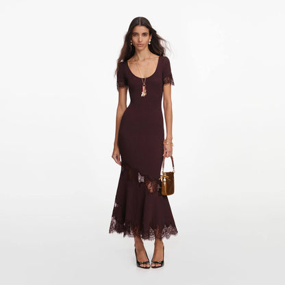 SP Rib Knit Lace Midi Dress