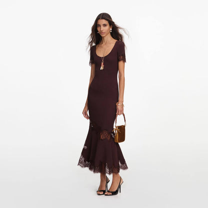 SP Rib Knit Lace Midi Dress