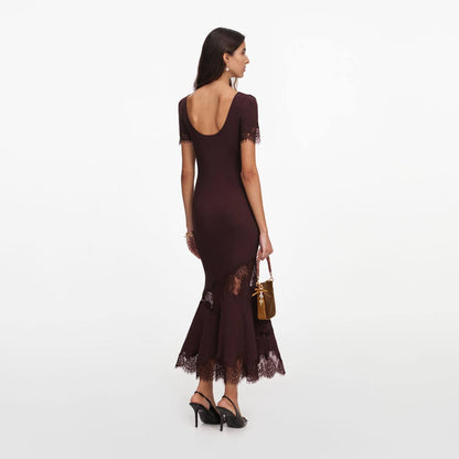 SP Rib Knit Lace Midi Dress