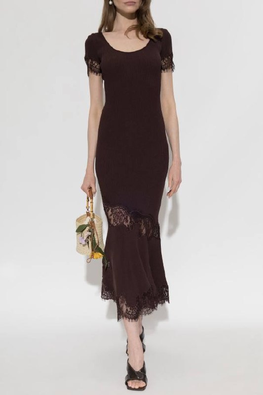 SP Rib Knit Lace Midi Dress
