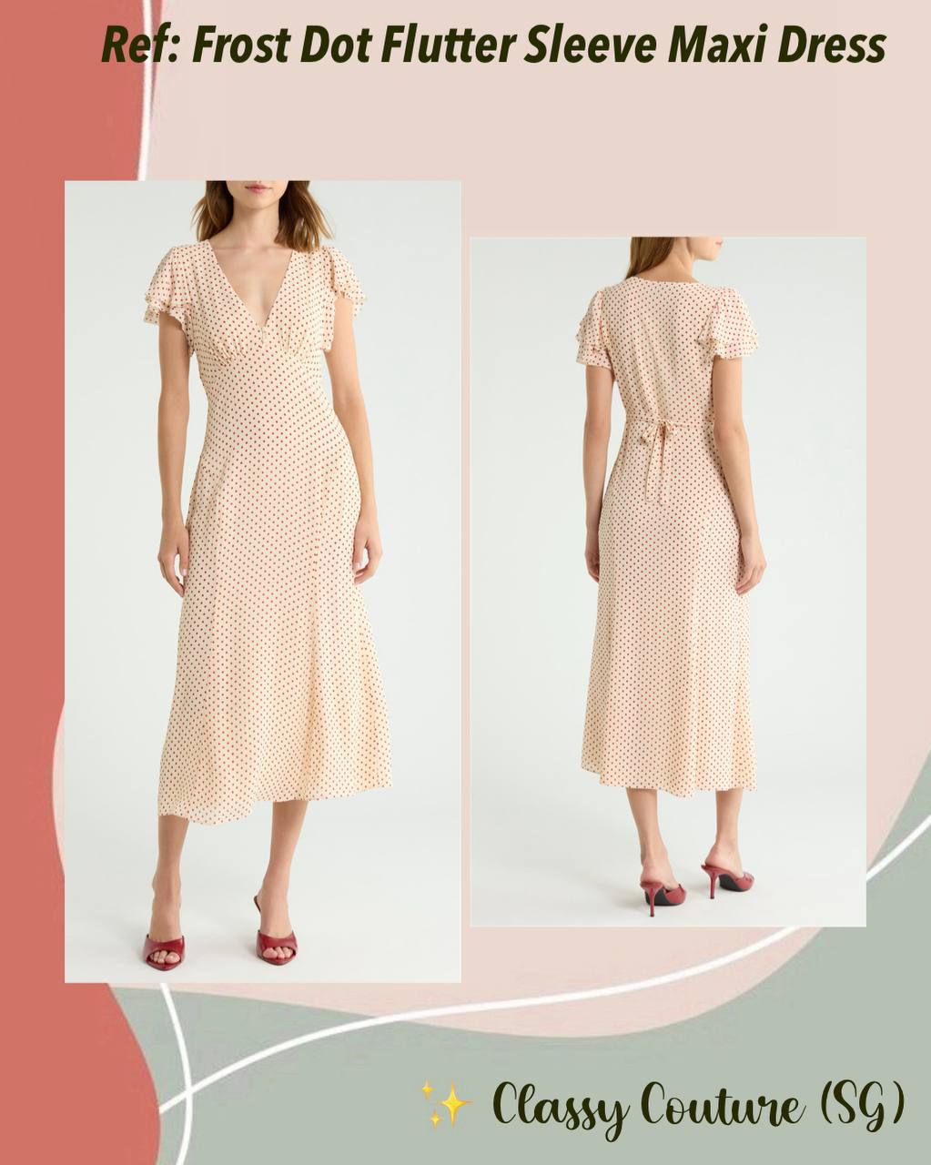 Ref Frost Dot Flutter Sleeve Maxi Dress