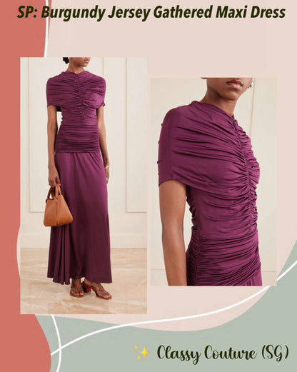 SP Burgundy Jersey Gathered Maxi Dress