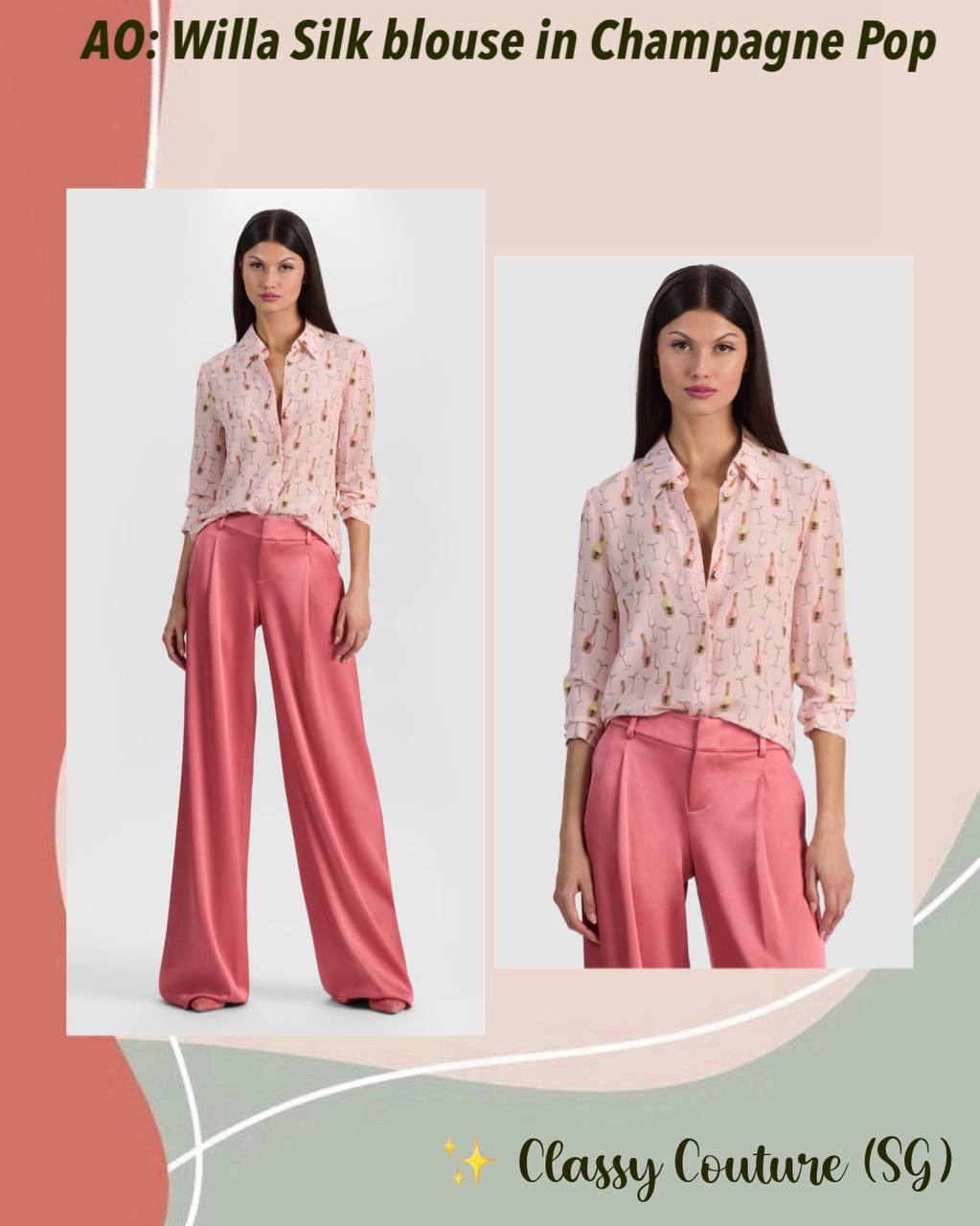 AO Willa Silk Blouse in Champagne Pop