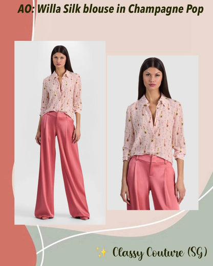 AO Willa Silk Blouse in Champagne Pop