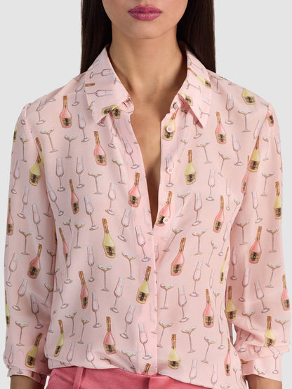 AO Willa Silk Blouse in Champagne Pop
