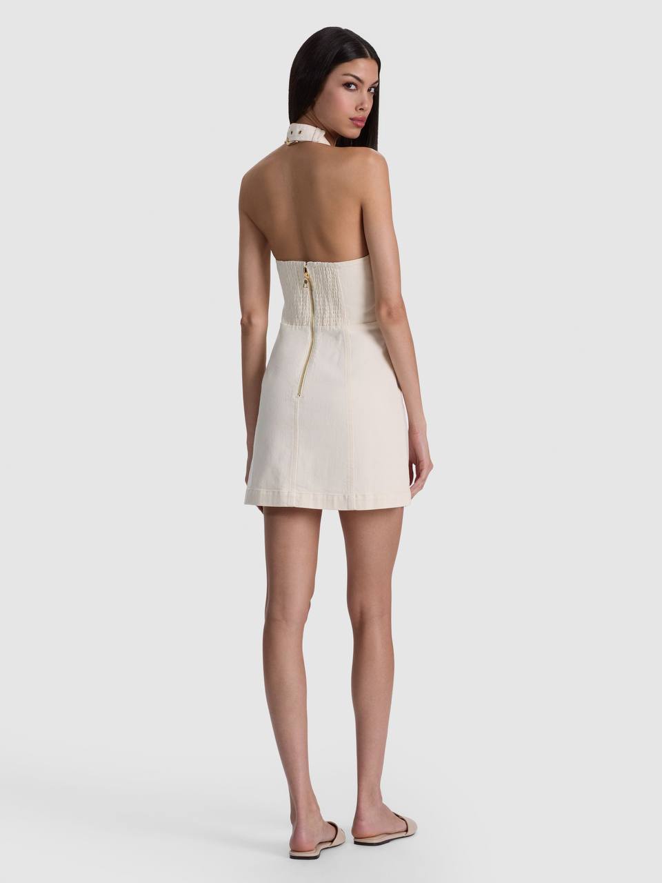 AO Solana Denim Buckle Halter Mini Dress