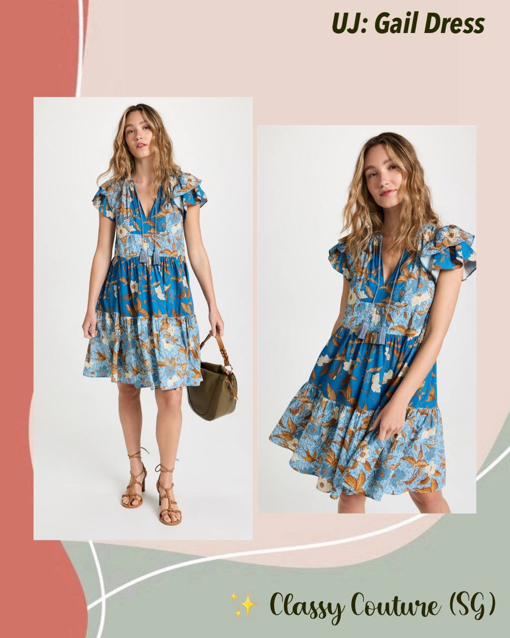 UJ Gail Flutter Sleeve Cotton-viscose Tiered Shift Mini Dress