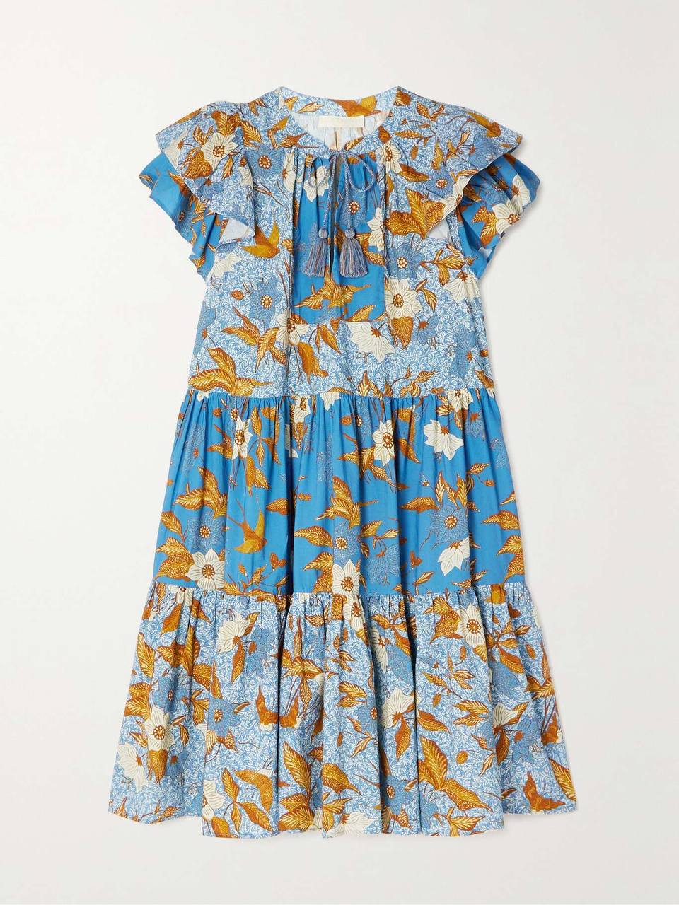UJ Gail Flutter Sleeve Cotton-viscose Tiered Shift Mini Dress
