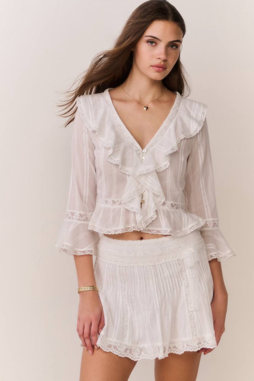 LSF Olenna Cotton Victorian Ruffle Top