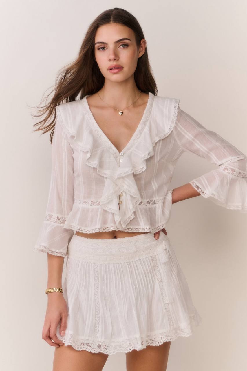 LSF Olenna Cotton Victorian Ruffle Top