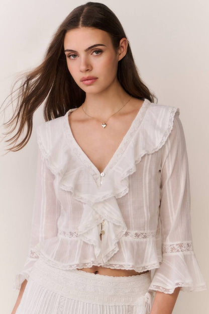 LSF Olenna Cotton Victorian Ruffle Top