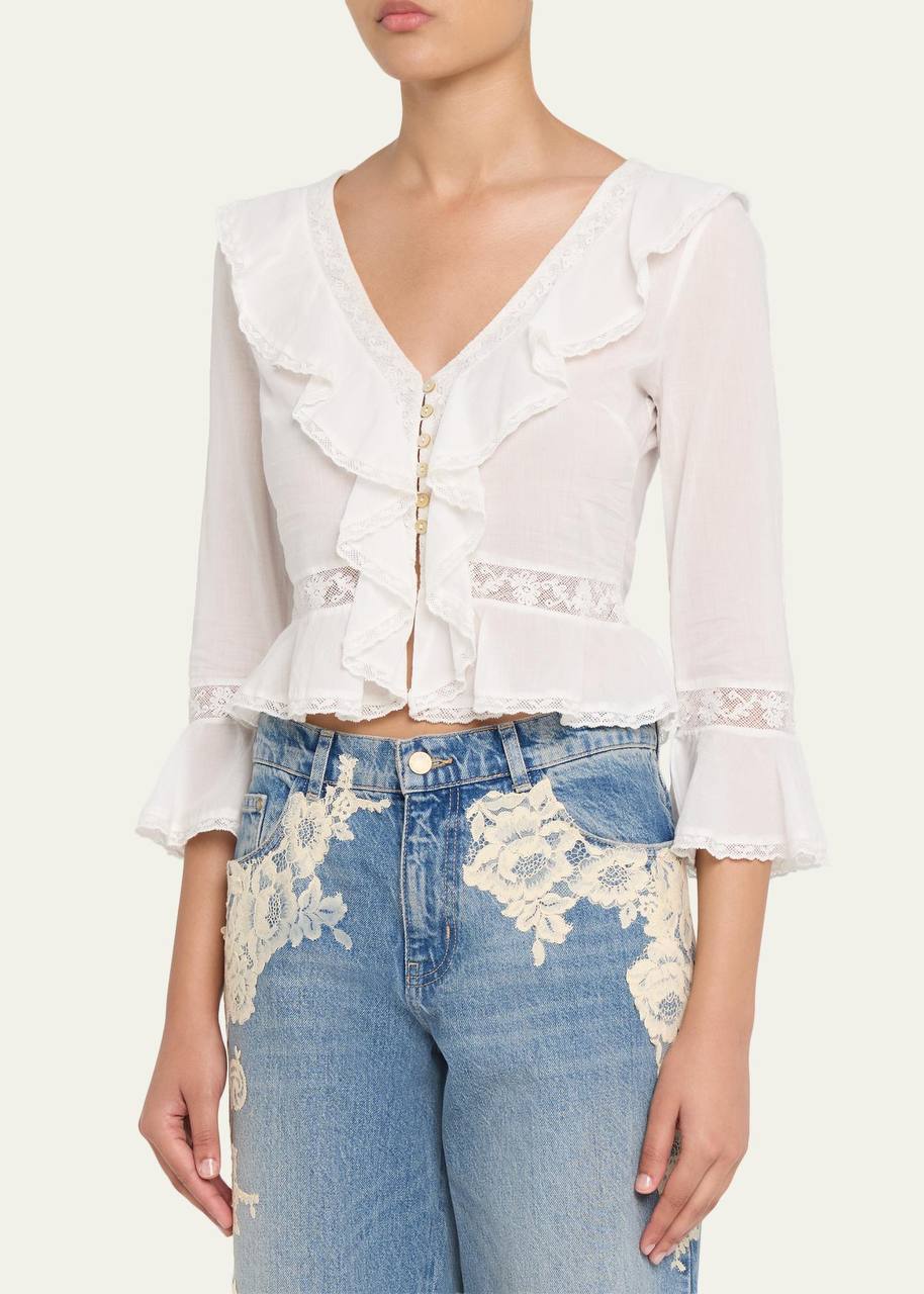 LSF Olenna Cotton Victorian Ruffle Top