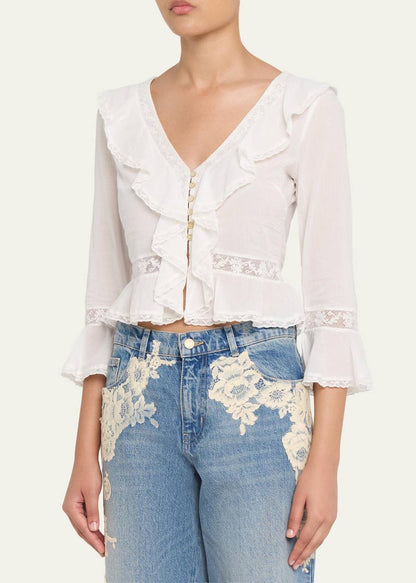 LSF Olenna Cotton Victorian Ruffle Top