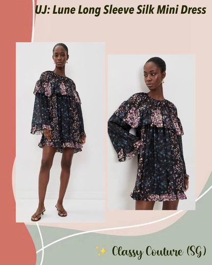 UJ Lune Long Sleeve Silk Mini Dress