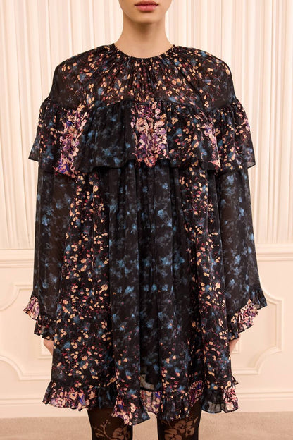 UJ Lune Long Sleeve Silk Mini Dress