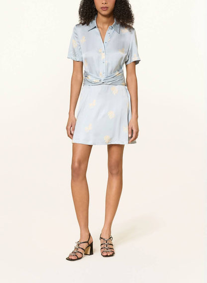 CP Blue Floral Viscose-Satin Mini Dress Shirtdress