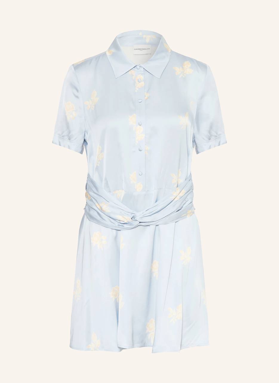 CP Blue Floral Viscose-Satin Mini Dress Shirtdress