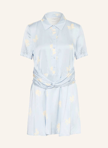 CP Blue Floral Viscose-Satin Mini Dress Shirtdress