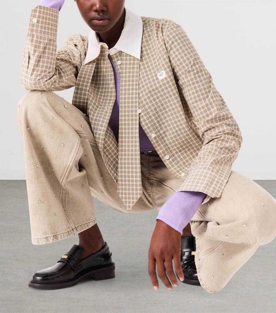 MJ Short Rhinestone Checked Shirt