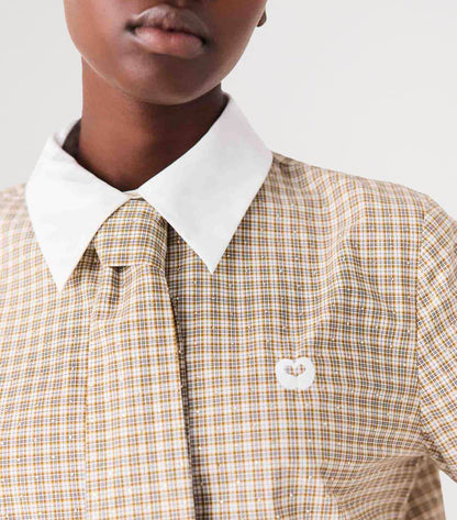 MJ Short Rhinestone Checked Shirt