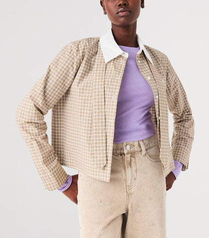 MJ Short Rhinestone Checked Shirt