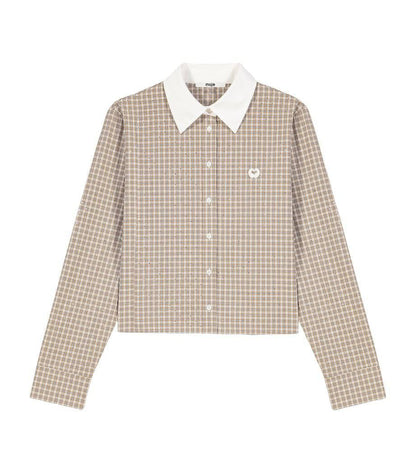 MJ Short Rhinestone Checked Shirt