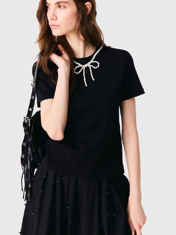 MJ Removable Beaded Collar T-Shirt