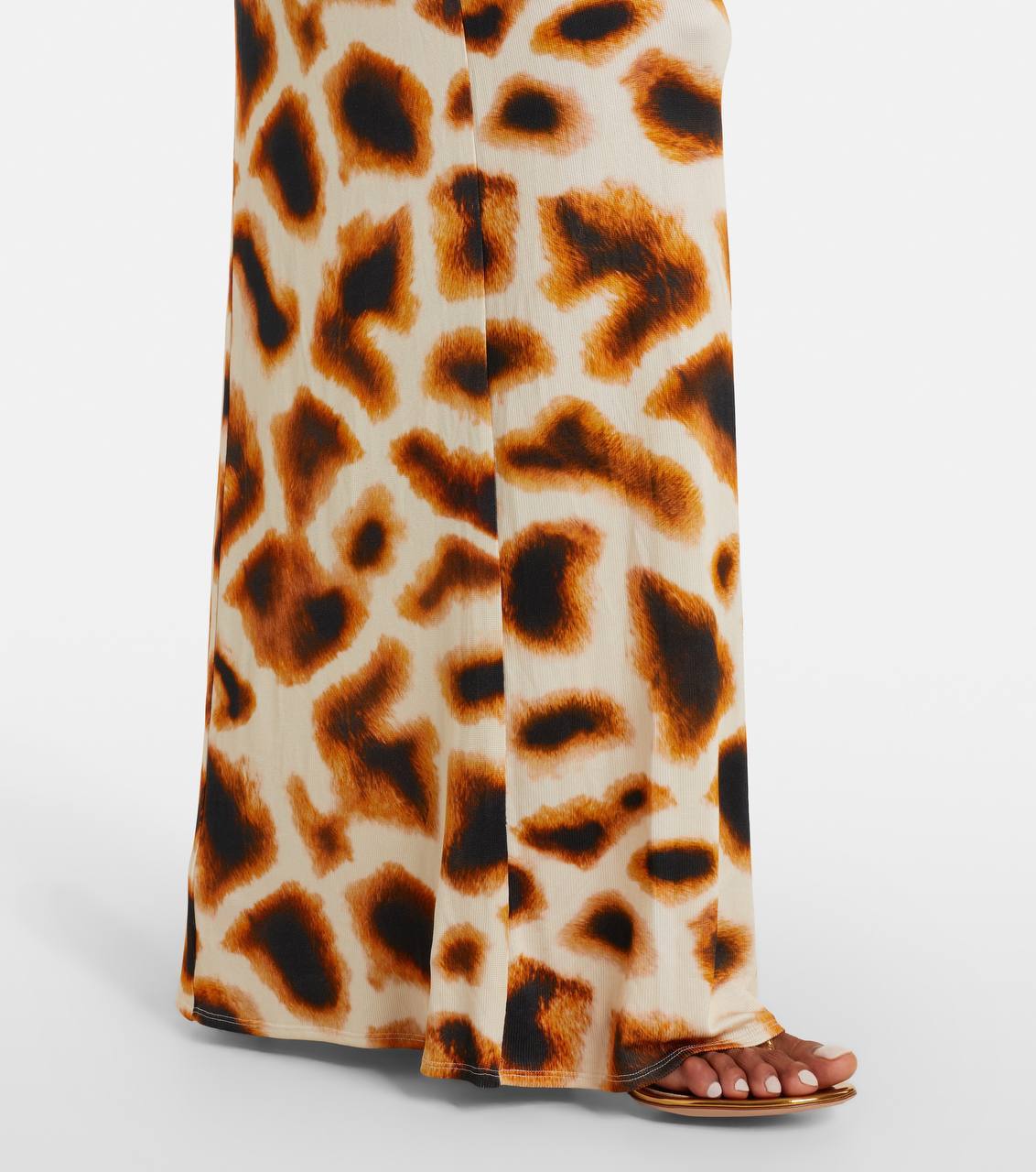 CE Giraffe Animal Print Mock-neck Sleeveless Stretch-viscose Maxi Dress