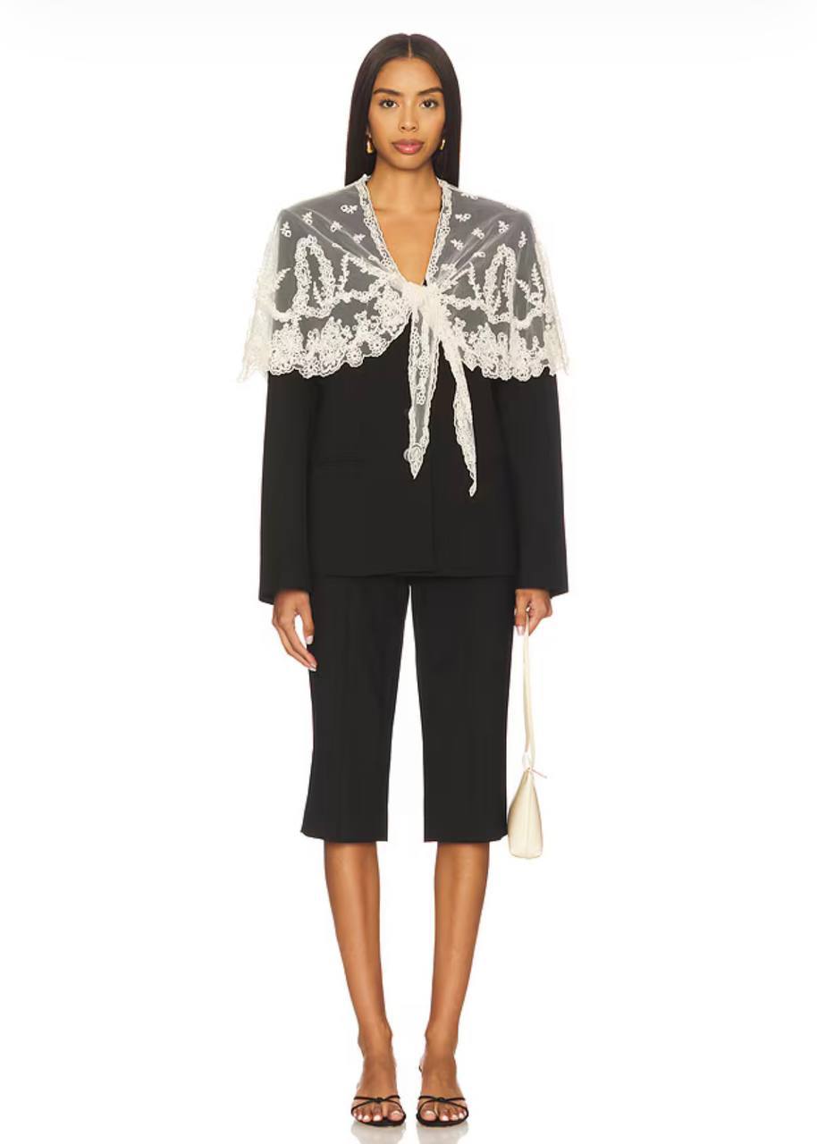 SE Elisa Vest with Detachable Scarf Cape | Cropped Capri Pant | Wool-blend Set