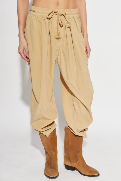 IM Falcona Wide-leg Barrel Drawstring Mid-rise Pants