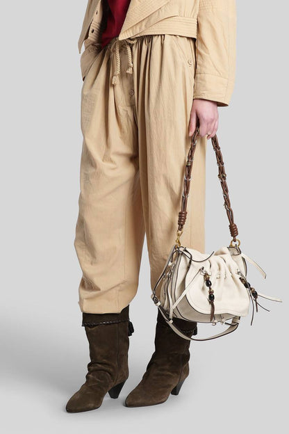 IM Falcona Wide-leg Barrel Drawstring Mid-rise Pants