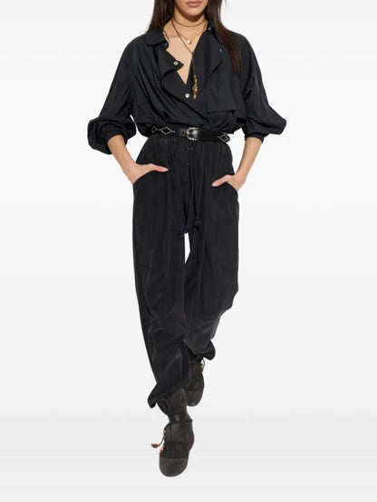 IM Falcona Wide-leg Barrel Drawstring Mid-rise Pants