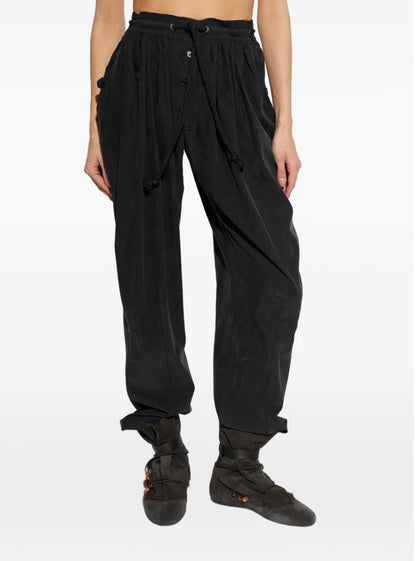 IM Falcona Wide-leg Barrel Drawstring Mid-rise Pants