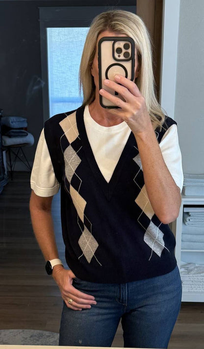 SD Eurie Argyle Layered Effect Jumper T-Shirt
