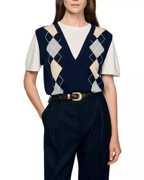 SD Eurie Argyle Layered Effect Jumper T-Shirt