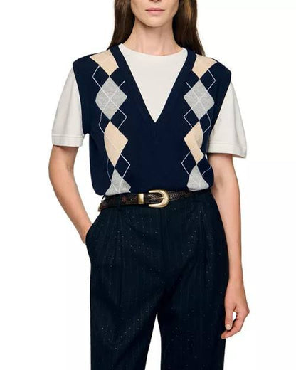 SD Eurie Argyle Layered Effect Jumper T-Shirt