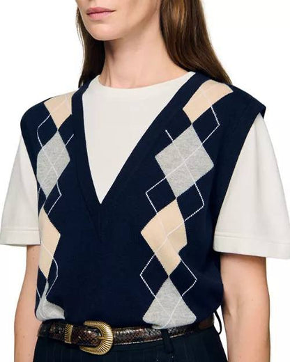 SD Eurie Argyle Layered Effect Jumper T-Shirt