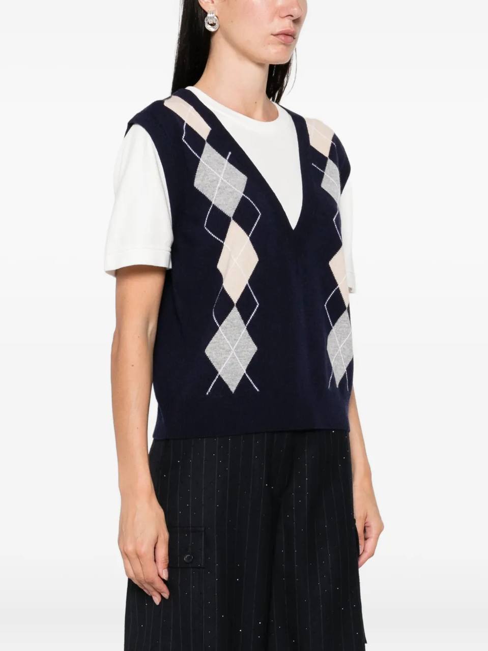 SD Eurie Argyle Layered Effect Jumper T-Shirt
