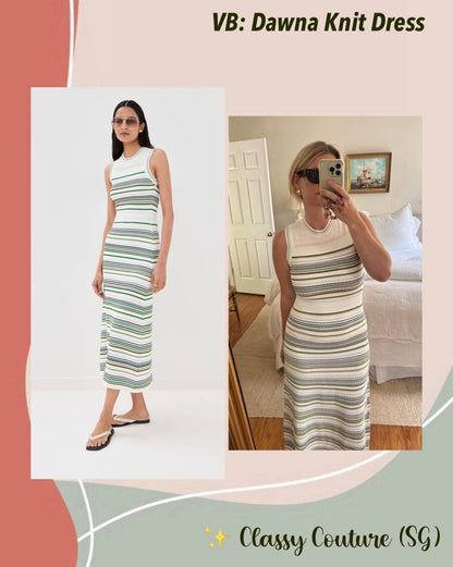 VB Dawna Sleeveless Striped Viscose-blend Knit Bodycon Midi Dress