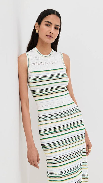 VB Dawna Sleeveless Striped Viscose-blend Knit Bodycon Midi Dress