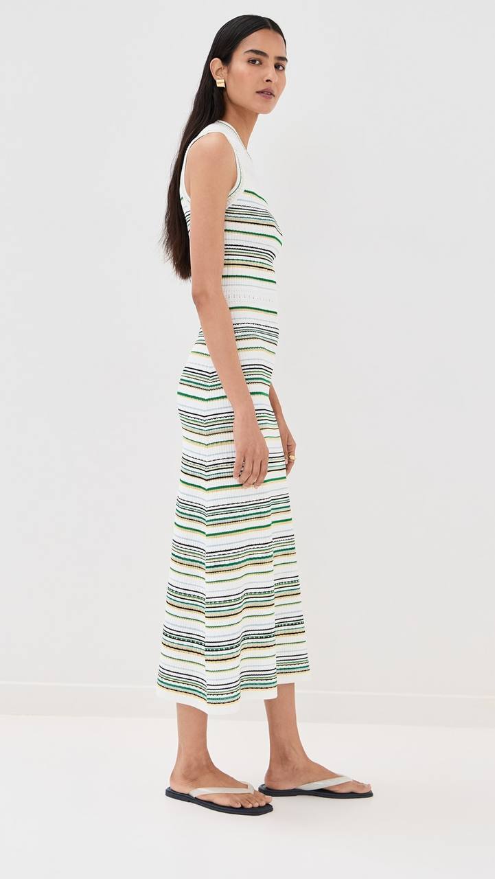 VB Dawna Sleeveless Striped Viscose-blend Knit Bodycon Midi Dress