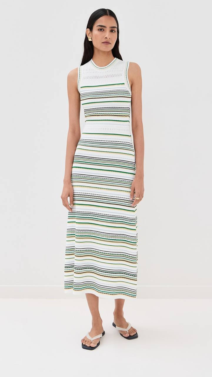 VB Dawna Sleeveless Striped Viscose-blend Knit Bodycon Midi Dress