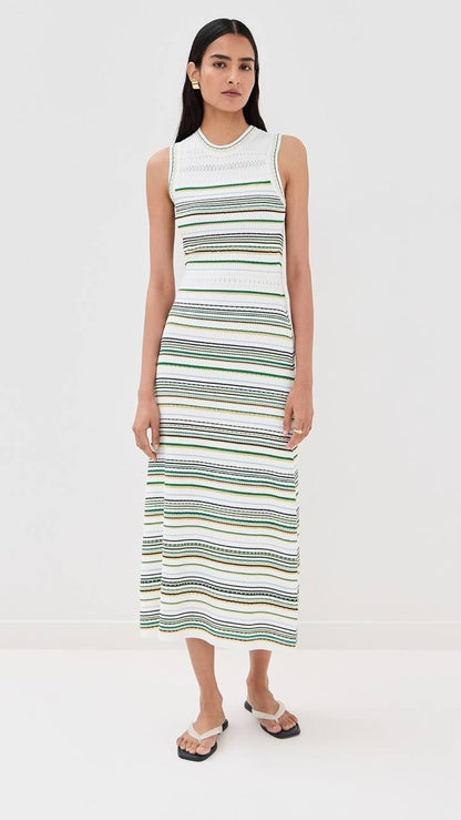 VB Dawna Sleeveless Striped Viscose-blend Knit Bodycon Midi Dress