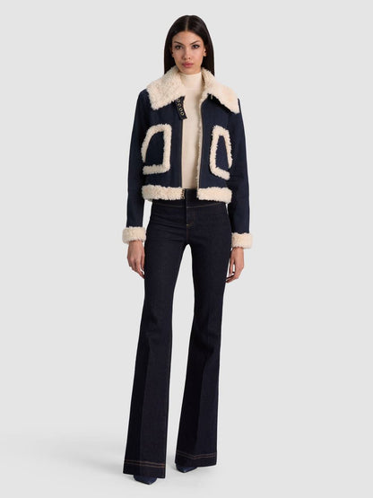 AO Isaiah Faux Shearling Denim Aviator Jacket