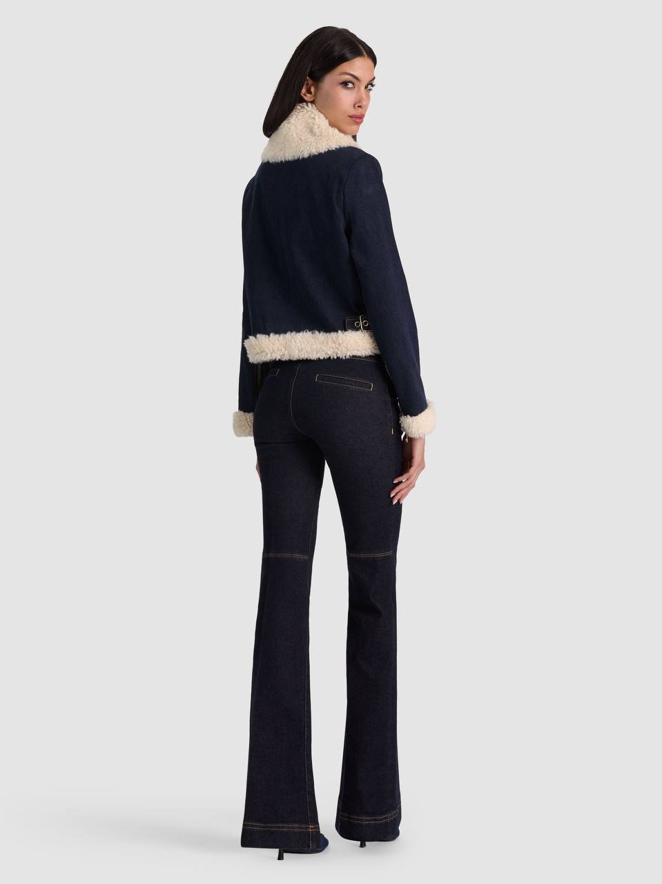AO Isaiah Faux Shearling Denim Aviator Jacket