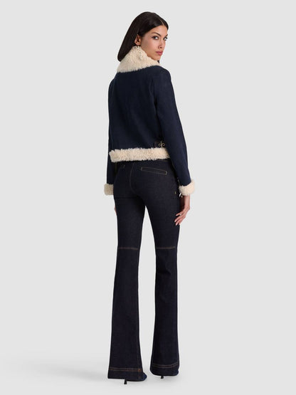 AO Isaiah Faux Shearling Denim Aviator Jacket