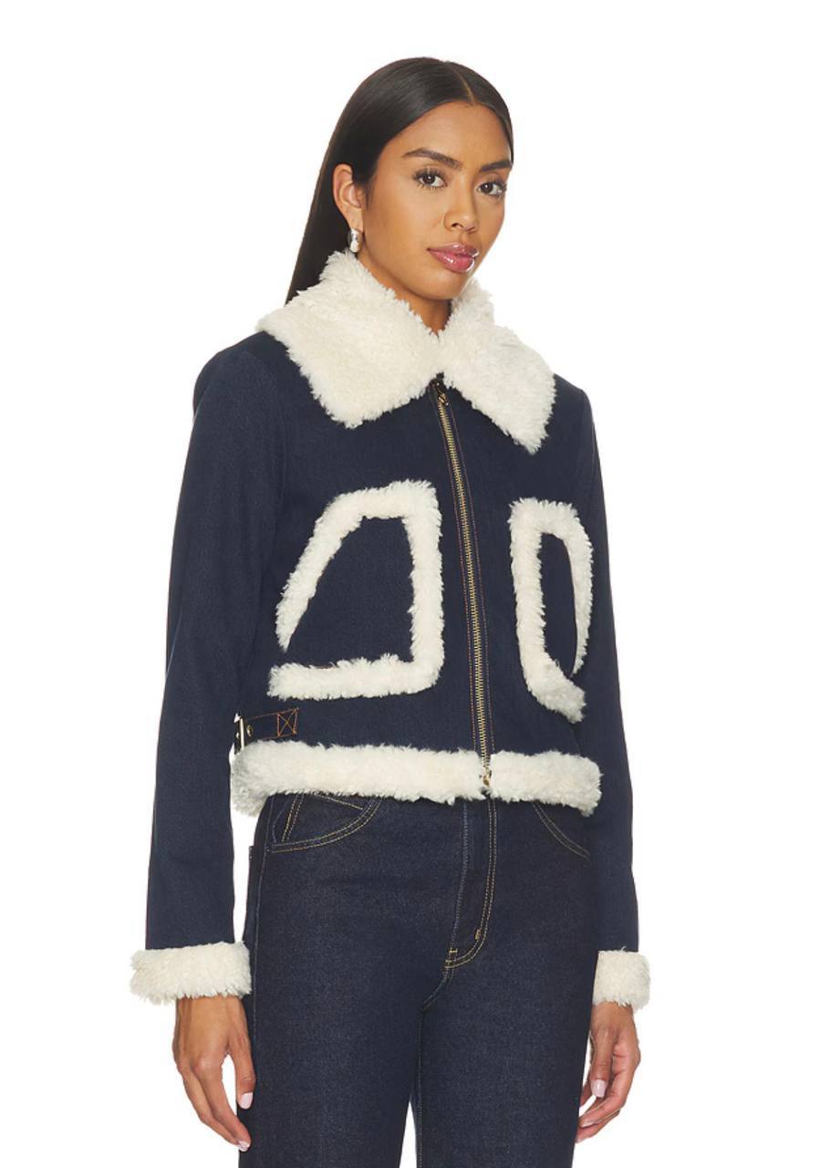 AO Isaiah Faux Shearling Denim Aviator Jacket